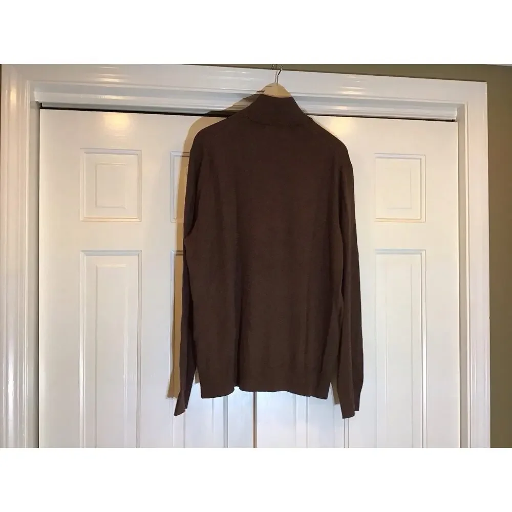 Banana Republic NWT Premium 1/4 Zip Sweater Men XL Brown Cotton Silk Cashmere Bl